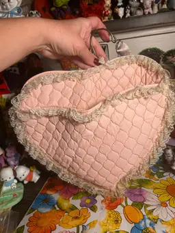 Vintage Cute Heart Lace Edged Lingerie Hanging Bag