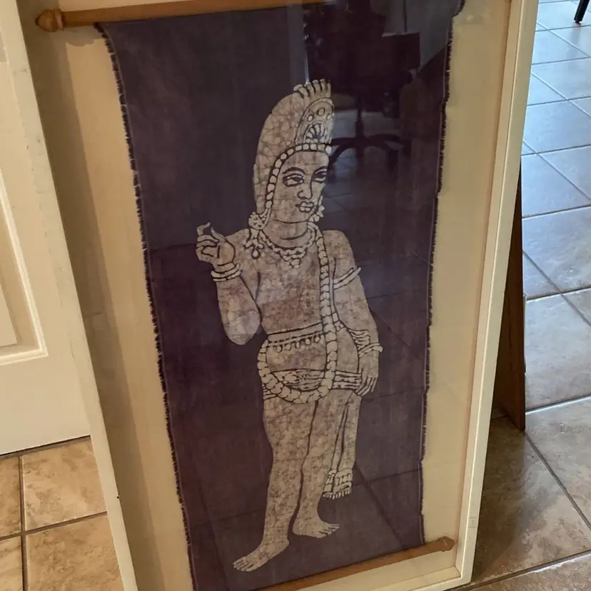 Batik Wall Art: Framed Shadowbox - Vintage Thai Silk Print