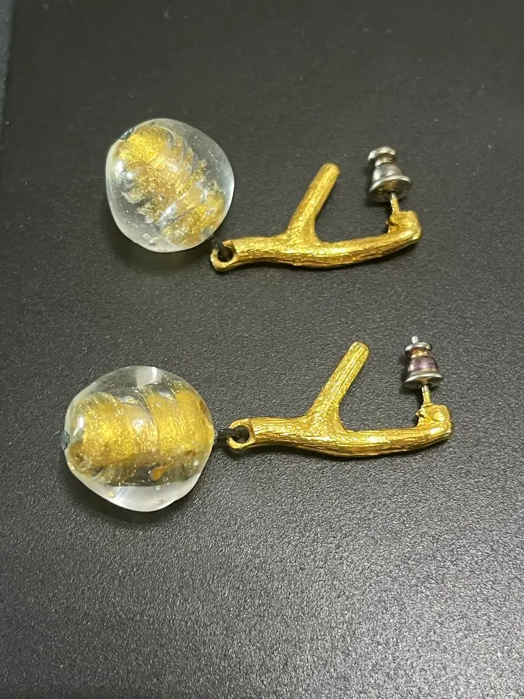 Unique Goldtone Gold foil Earrings