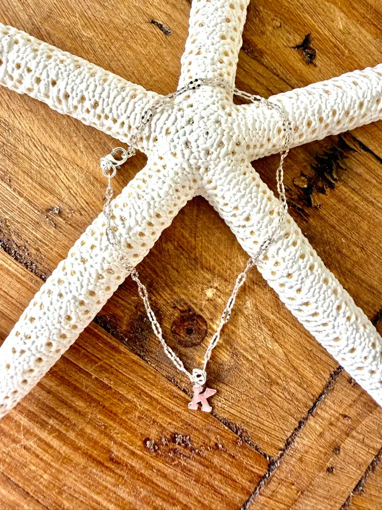 Sparkle Sterling Silver Chain Bracelet With K Initial