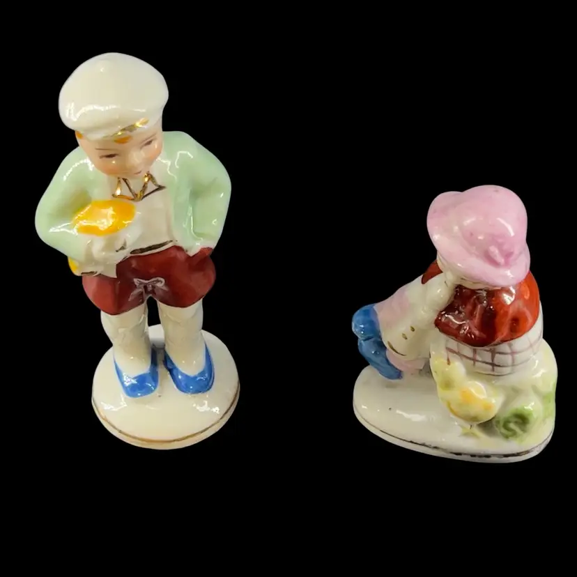 Vintage Porcelain Figurines Boy & Girl Hand Painted Occupied Japan 1945 - 1952