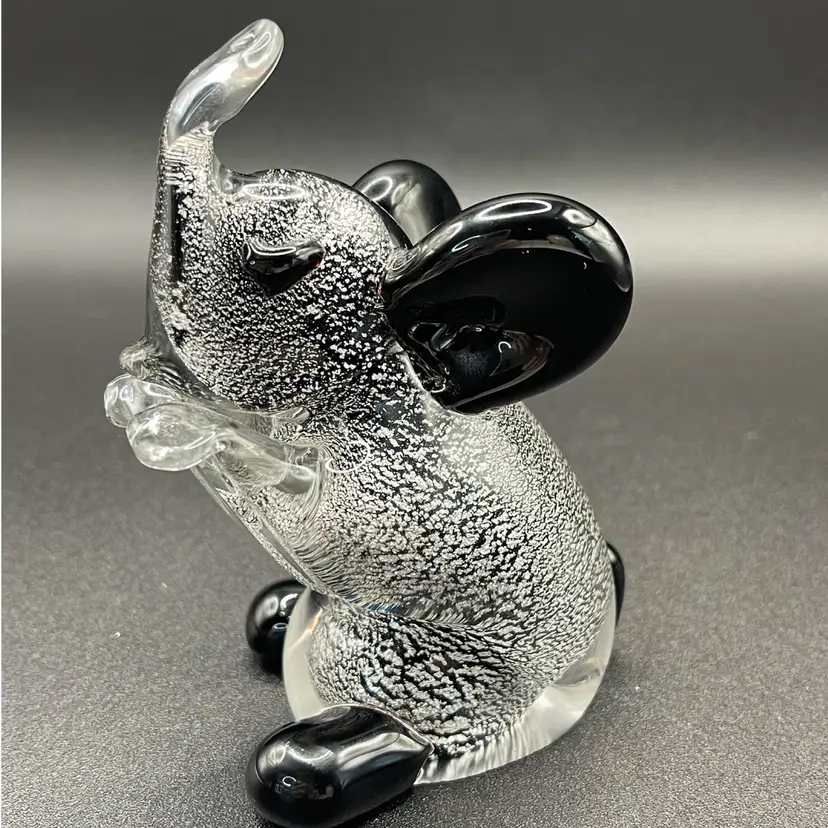 Glass Elephant Paperweight Figurine