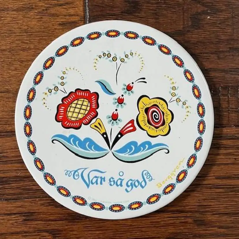 Vintage Swedish Trivet - Var så god - Berggren 6" dia