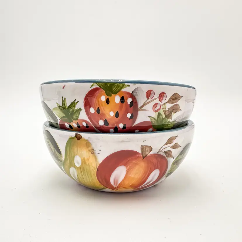 Black Forest Fruits Cereal Bowls Ceramic Heritage Mint 5"D 2"H Set of 2 B25