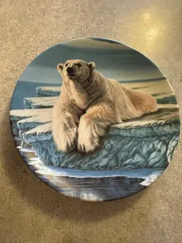 Porcelain collector plate titled 'The
Polar Bear' by Paul Krapf
