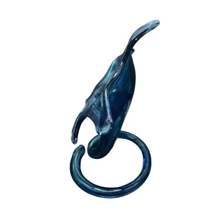 25) Jolly Glassblowers Colorado Vase Blue Green 9” Tall