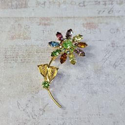 Prong Set Multicolored Floral Brooch