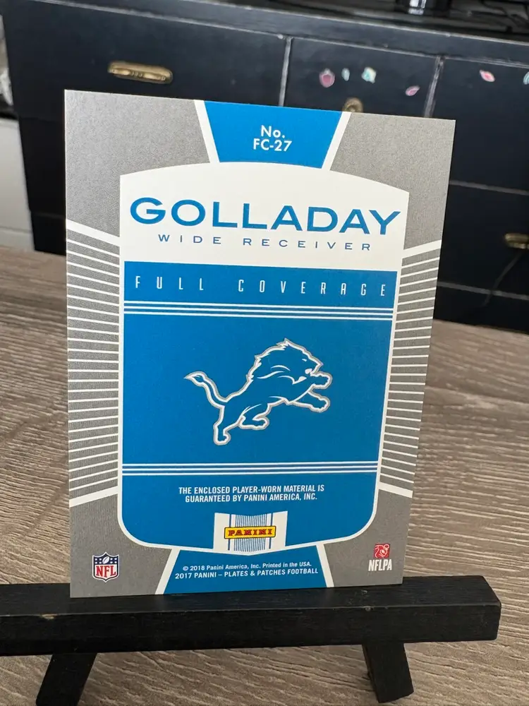 Kenny Golladay 2017 Panini Plates & Patches Full Coverage 4-Color Patch /25 NFL Football Card Detroit Lions (A2)