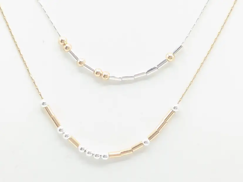 Demdaco Morse Code Silver and Gold Tone Necklace  "You're Amazing" Secret Message Jewelry