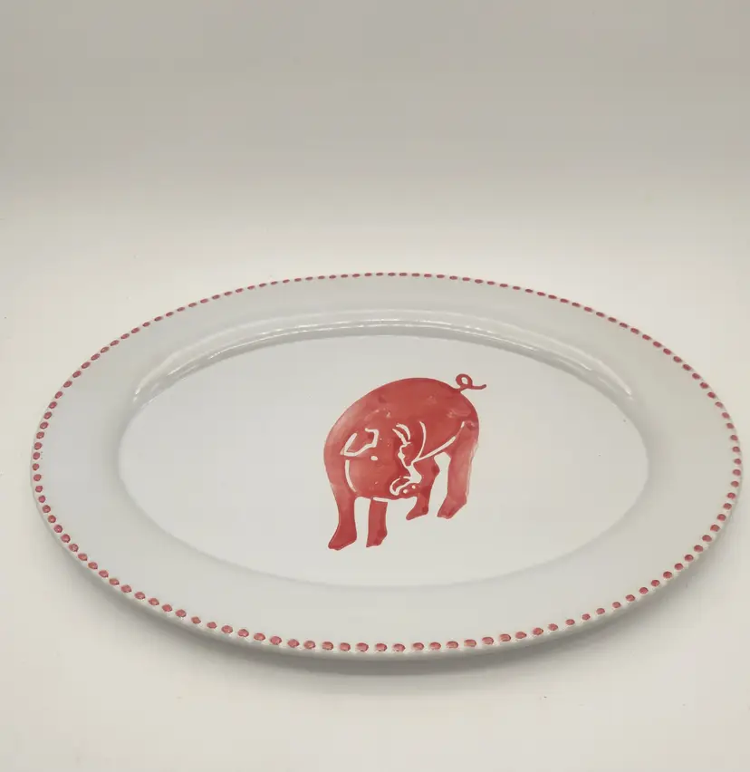 NWT Tara Reed Designs Large Oval Piggy Plater Blue Harbor Collection Dads Day