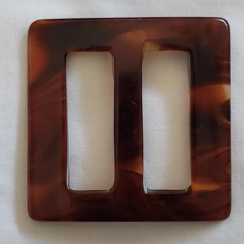Amber Plastic Square Sash Belt Buckle 2⅛" Scarf Slide Unbranded Vintage
