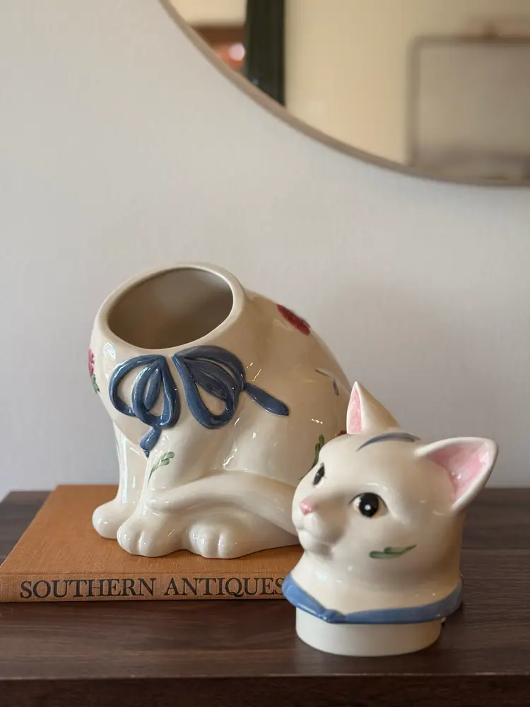 Vintage Lenox “Poppies on Blue” Cat Cookie Jar | Barnyard Collection