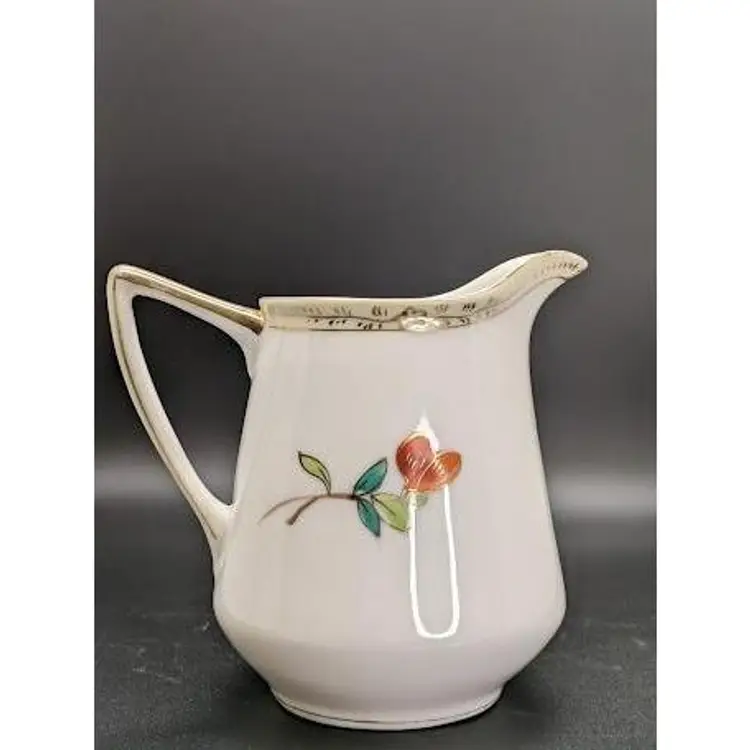 Nippon Creamer Hand Painted-Flowers/Bluebird/ Gold 4.5"H