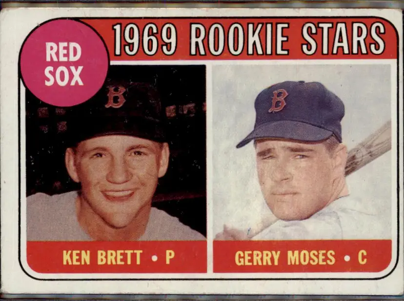 1969 Topps #476a Red Sox 1969 Rookie Stars (Brett / Moses) RC, VAR - ( pk3 ) - Boston Red Sox