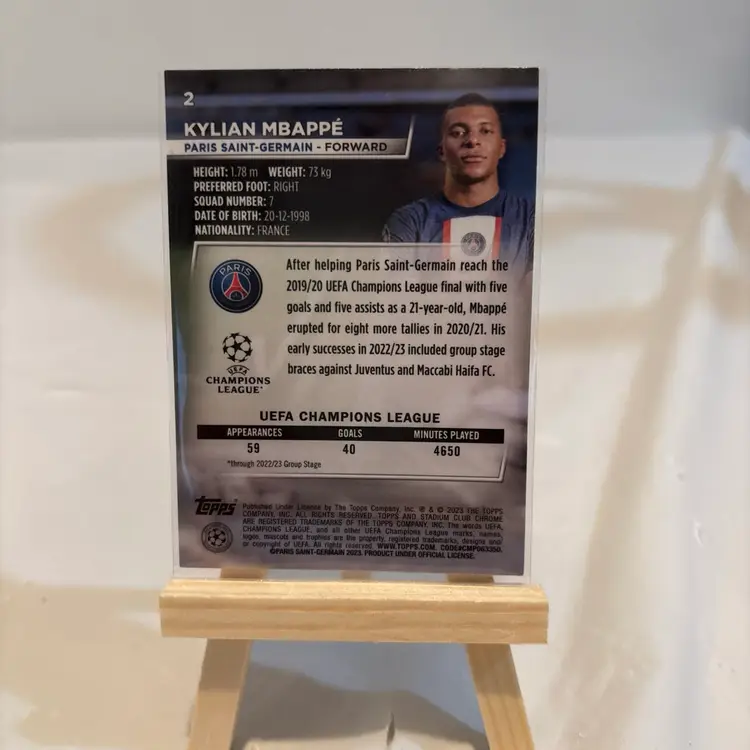 2022-23 Topps Stadium Chrome UEFA Kylian Mbappe Refractor #2 Paris Saint Germain