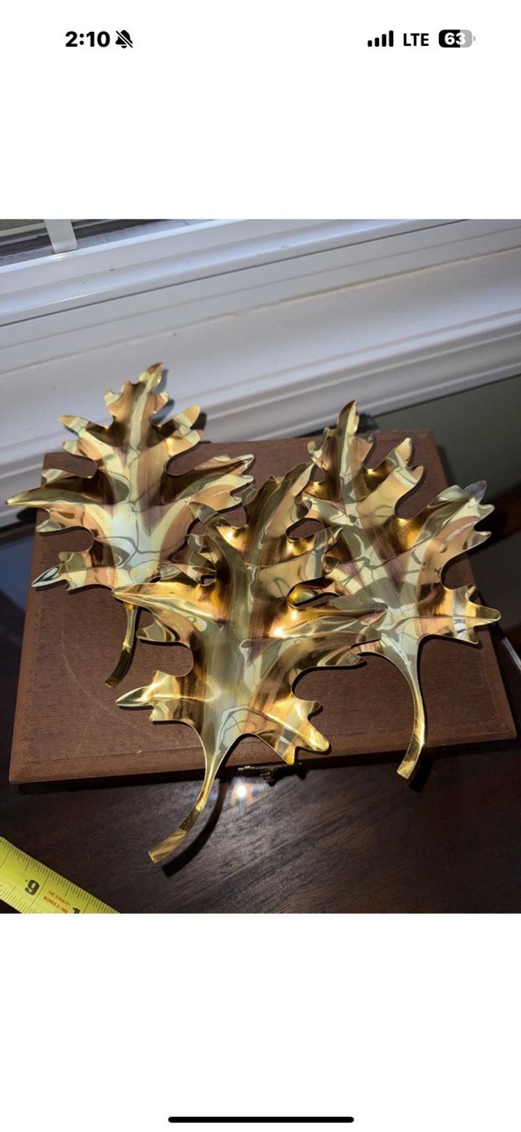Home Interiors Brass/Copper Vintage Oak Leaves Wall Decor; Set of 3