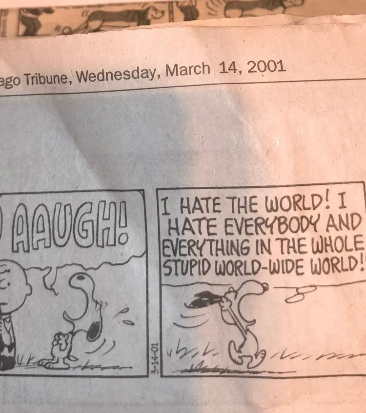 Peanuts... March 14, 2001 Chicago tribune comic section