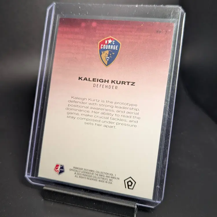 2025 Parkside NWSL Vol 1 Prototype #7 Kaleigh Kurtz NC Courage