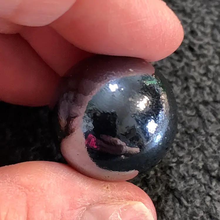 Black Iridescent Glass Marble 1"