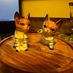 Antique Porcelain Kitten Figurine Cat Selkirk Rex Kitten Figurine Antique Ceramic Long Hair Flat Face Kitten Miniature Statues