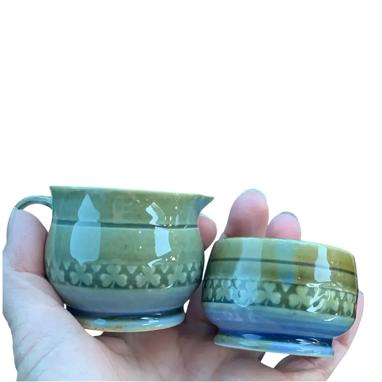 Wade Irish Porcelain Shamrock Individual Creamer And Sugar