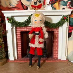 Vintage Christmas Commodore Mrs Santa Doll Ornament Japan