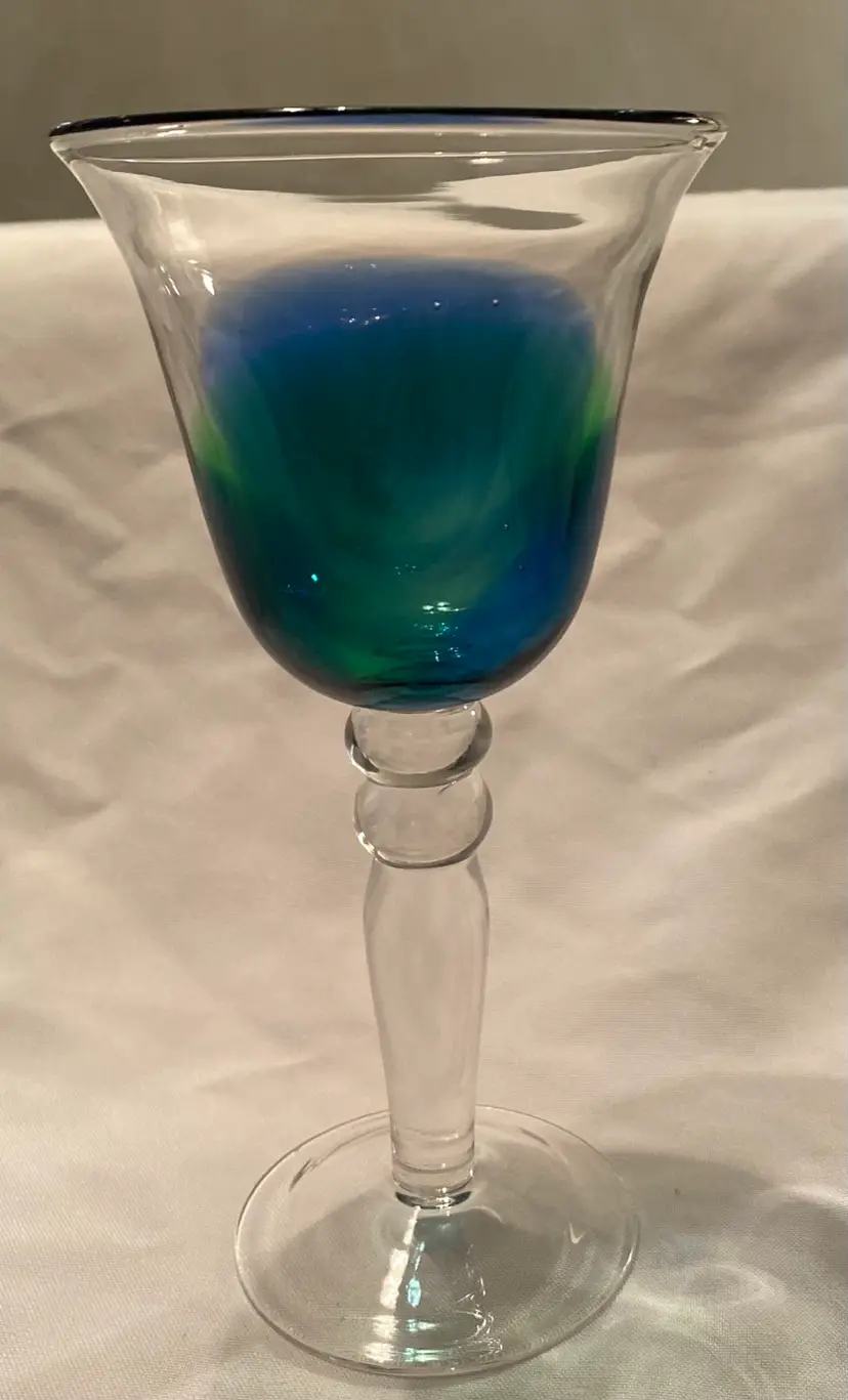 Pier One Hand Blown Wine Glass Goblet