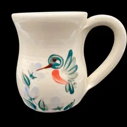 Vintage Kovack CSK Studio Pottery (Seagrove, NC), Hand-painted Hummingbird Mug