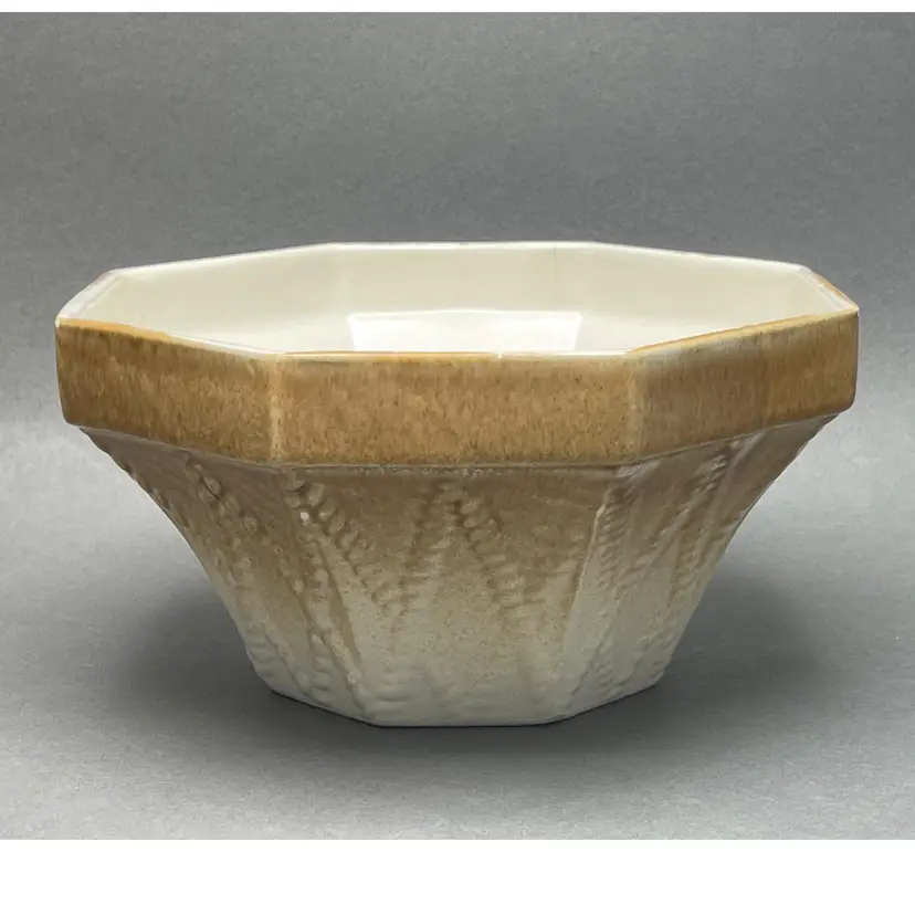 Vintage Haeger #834 Golden Tan to Beige Ombre Octagonal Ceramic Planter c.1970's