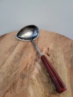 Vintage Corona Teardrop Ladle Red Bakelite Handle Stainless