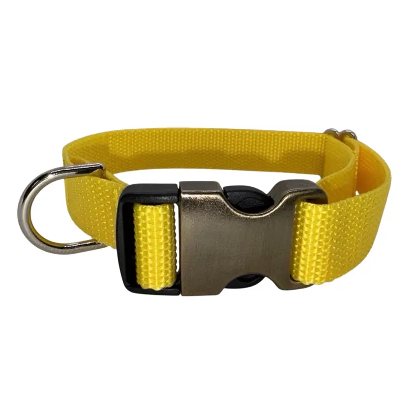 Dog Collar Yellow Large Handmade Heavy Duty W/Buckle NEW