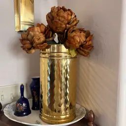 Vintage Lightweight Hammered Brass Umbrella Holder Stand