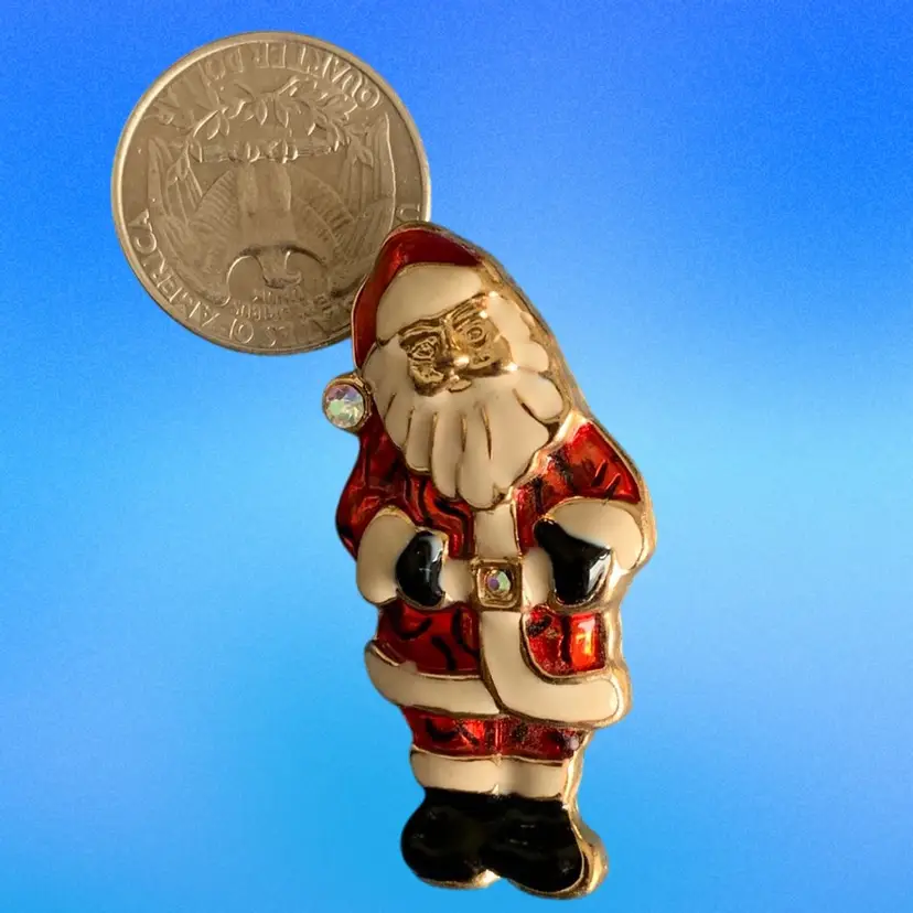 Gold Tone Santa Brooch