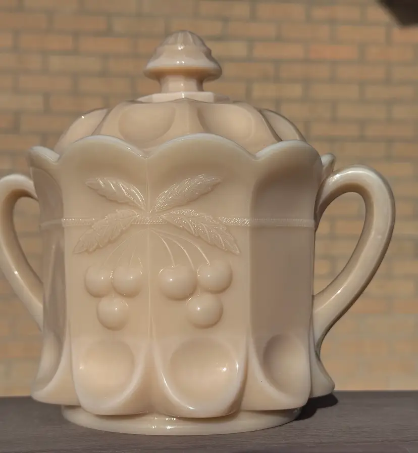 Westmoreland Glass Cherry and Cable Almond biscuit jar/cookie jar, 1960s,