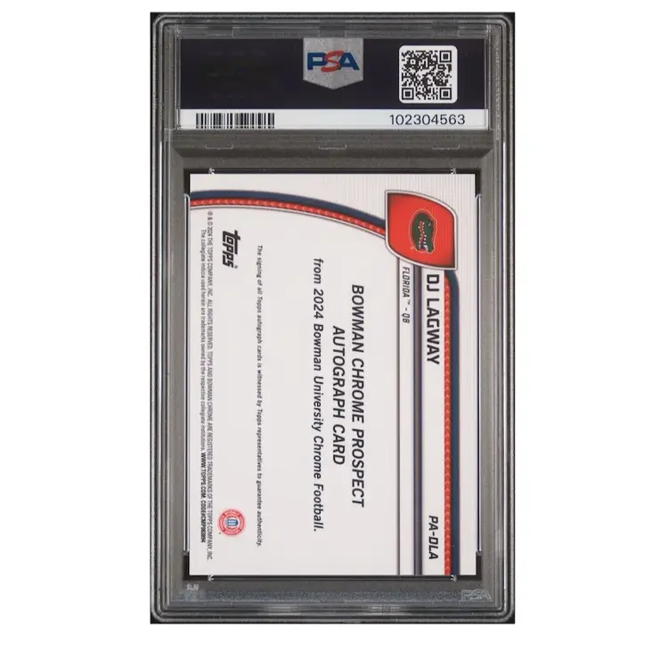 DJ Lagway 2024 Bowman U University Chrome Gold Refractor Auto /50 PSA 9 #PA-DLA Florida Gators