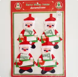 Vintage New Old Stock Commodore Felt Santa Money Holders