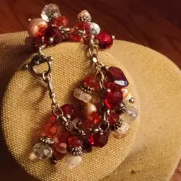 Handcrafted 90's Glass wearable art charms Jews bracelet