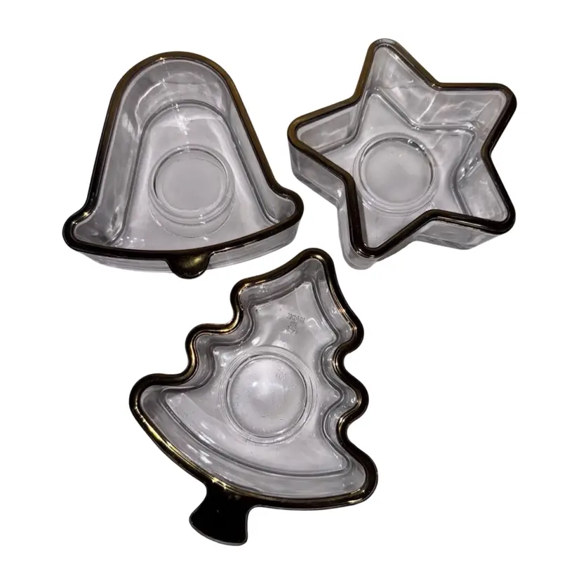 Vintage Elegant Trio Christmas Tea Light Candle Holders Made In USA Good Condition
