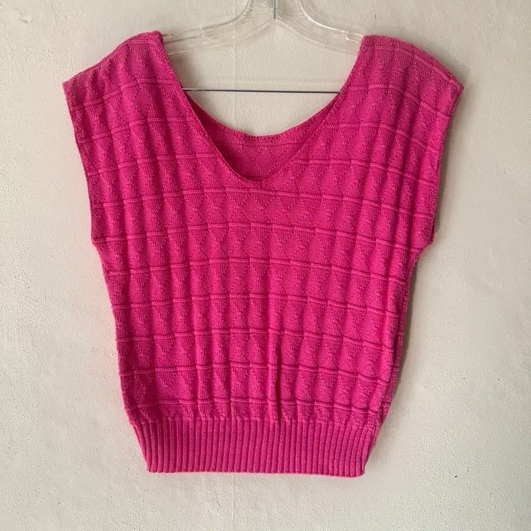 Pink Knit Cardigan Vest