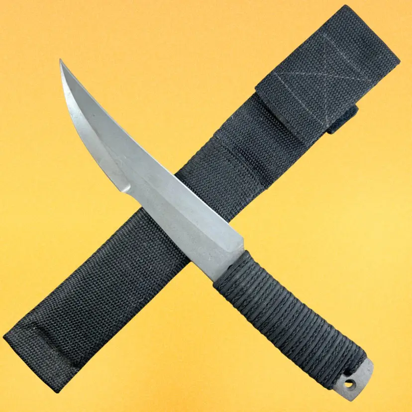 John Greco Hawkbill #5 Fighter Hunting Knife. Black Corded Handle & Black Nylon Sheath. 12-1/4" overall. 7-1/4" blade. Great Utility Knife For Cutting Rope, Wires, Boxes. 🇺🇸USA Shipping Only. Great For Man Cave, Lineman, Electrician, Father’s Day!