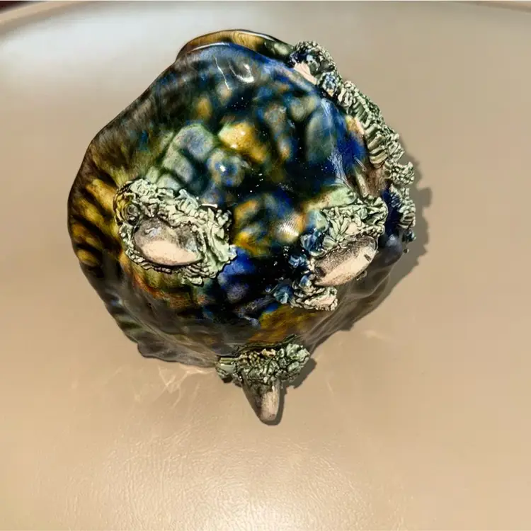 Victorian Majolica Pallisy Ware Open Clam Shell Dish