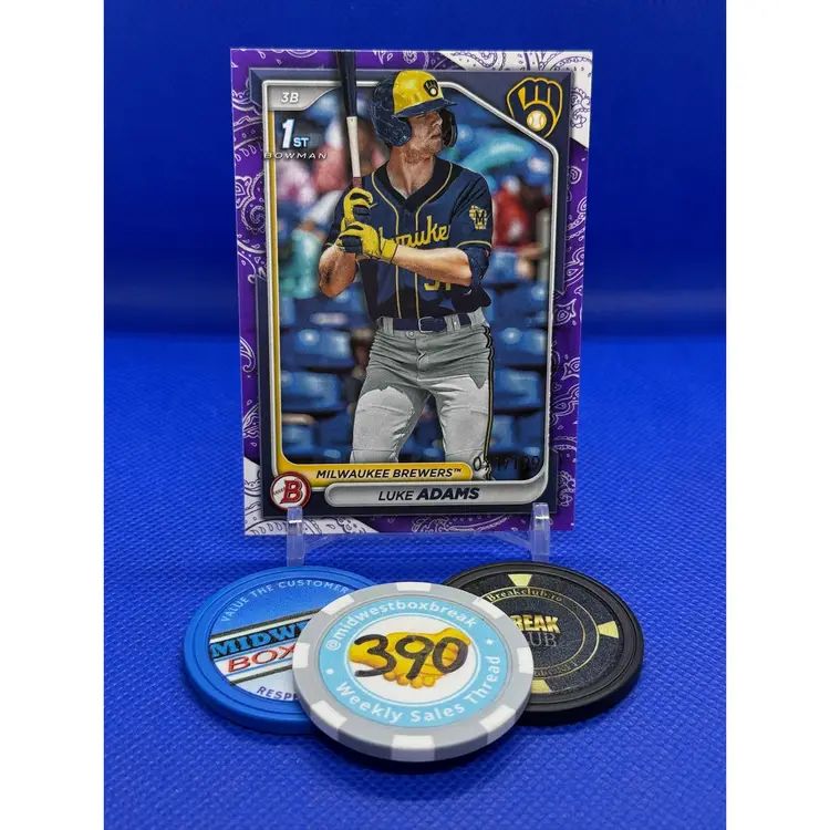 Luke Adams - 2024 Bowman Paper 1st - Milwaukee Brewers - Purple Pattern /199