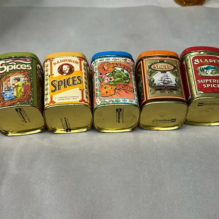 Set Of 5 Spice Tins