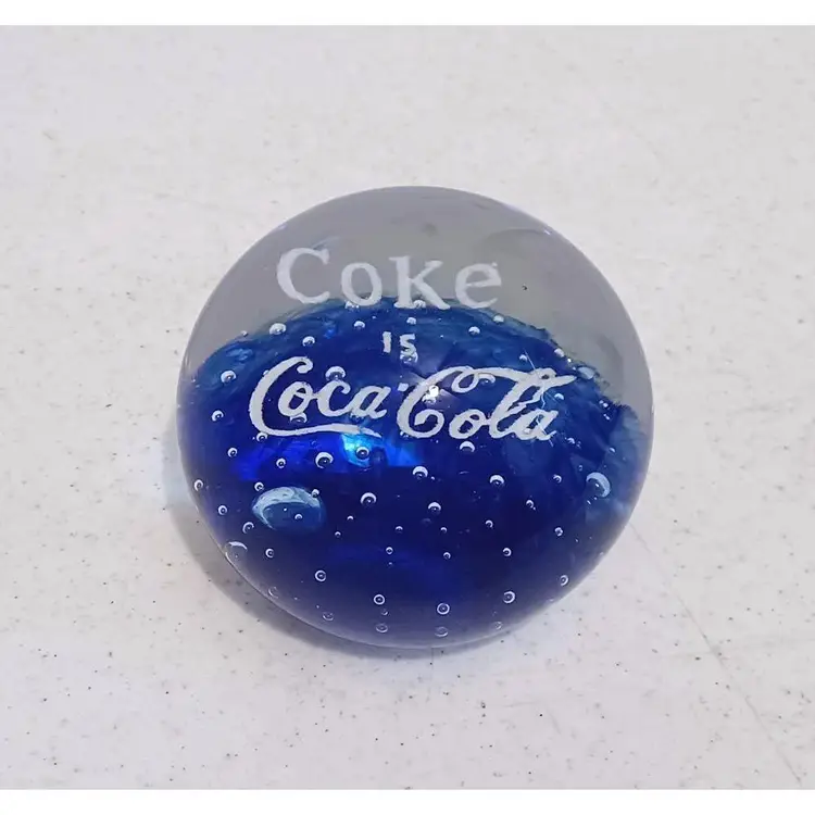 Vintage COKE IS COCA COLA Art Glass Paperweight