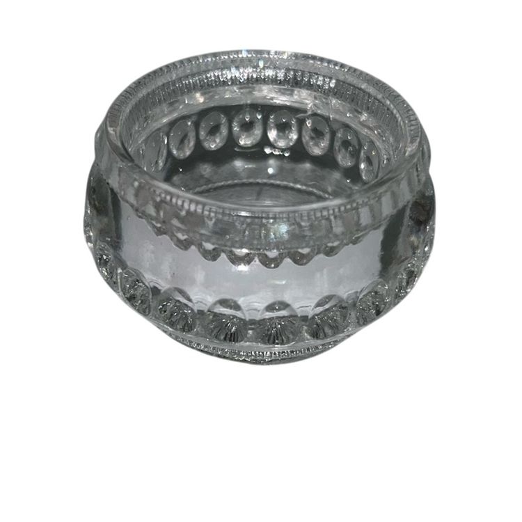 Antique EAPG Glass Salt Cellar Kings Crown UV glow! 1.5”