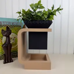 The Daka Planter 02, Indoor Tabletop Planter, Flower Pot with Drainage Hole and Stand, Houseplants