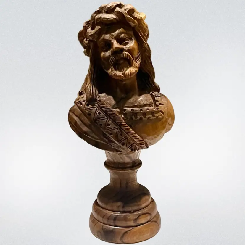 Hand Carved Jesus- Olive Wood- 7”- From Holy Land VTG Beautiful!