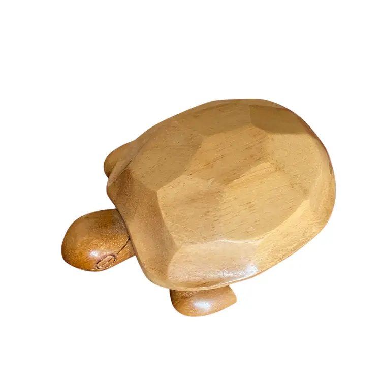 Hand Carved Wood Turtle Trinket Box