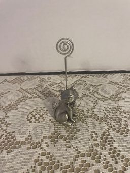 Pewter Cat Note Holder