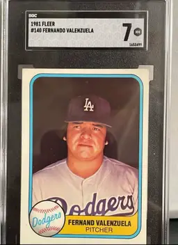 #140 Fernando Valenzuela 1981 Fleer SGC 7 Error Card
